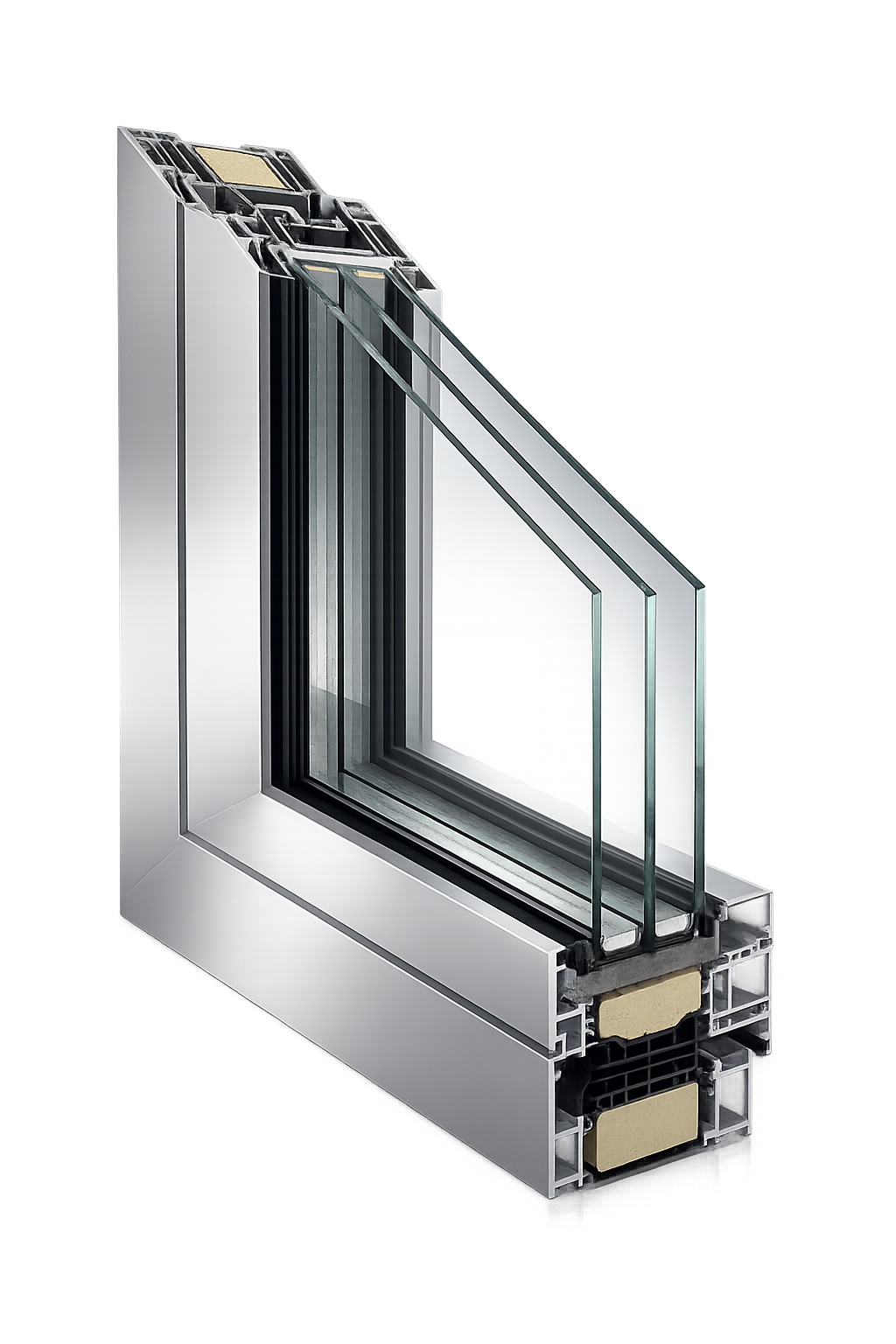 Šedivý profil plastového okna